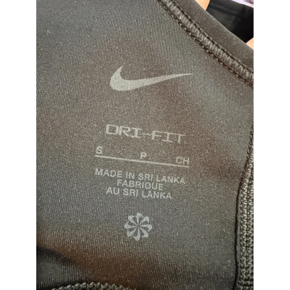 Nike Womens Dri-FIT Racerback Sports Bra Black White Swoosh Medium Impact Size S